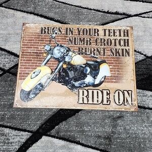 BUGS IN YOUR TEETH NUMB CROTCH BURNT SKIN RIDE ON METAL TIN WALL DECOR S…